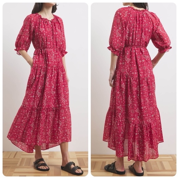 NEW! XiRENA Red Bandana Print Lyta Midi Dress - Picture 1 of 16